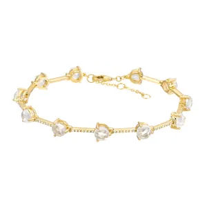 Rainbow Moonstone and Diamond Bar Bracelet