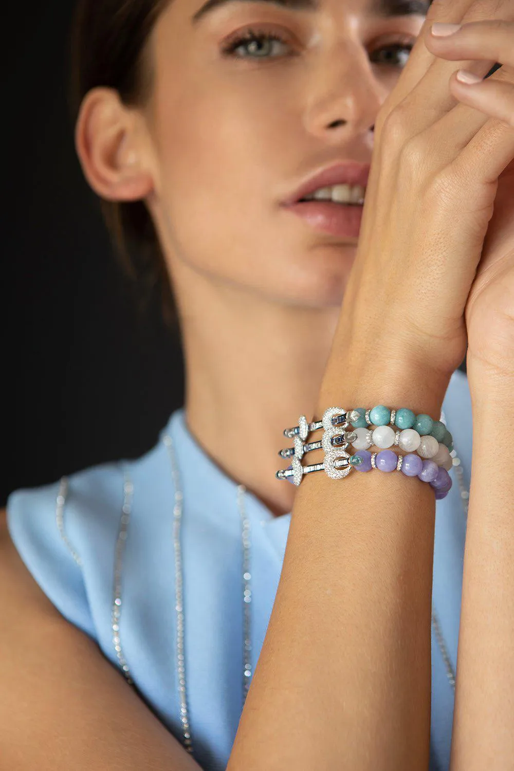 Rainbow Moonstone Blue Chakra Bracelet