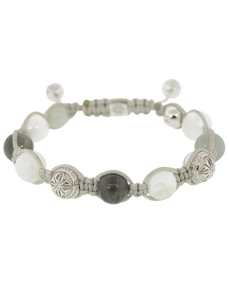 Rainbow Moonstone Diamond Bead Bracelet