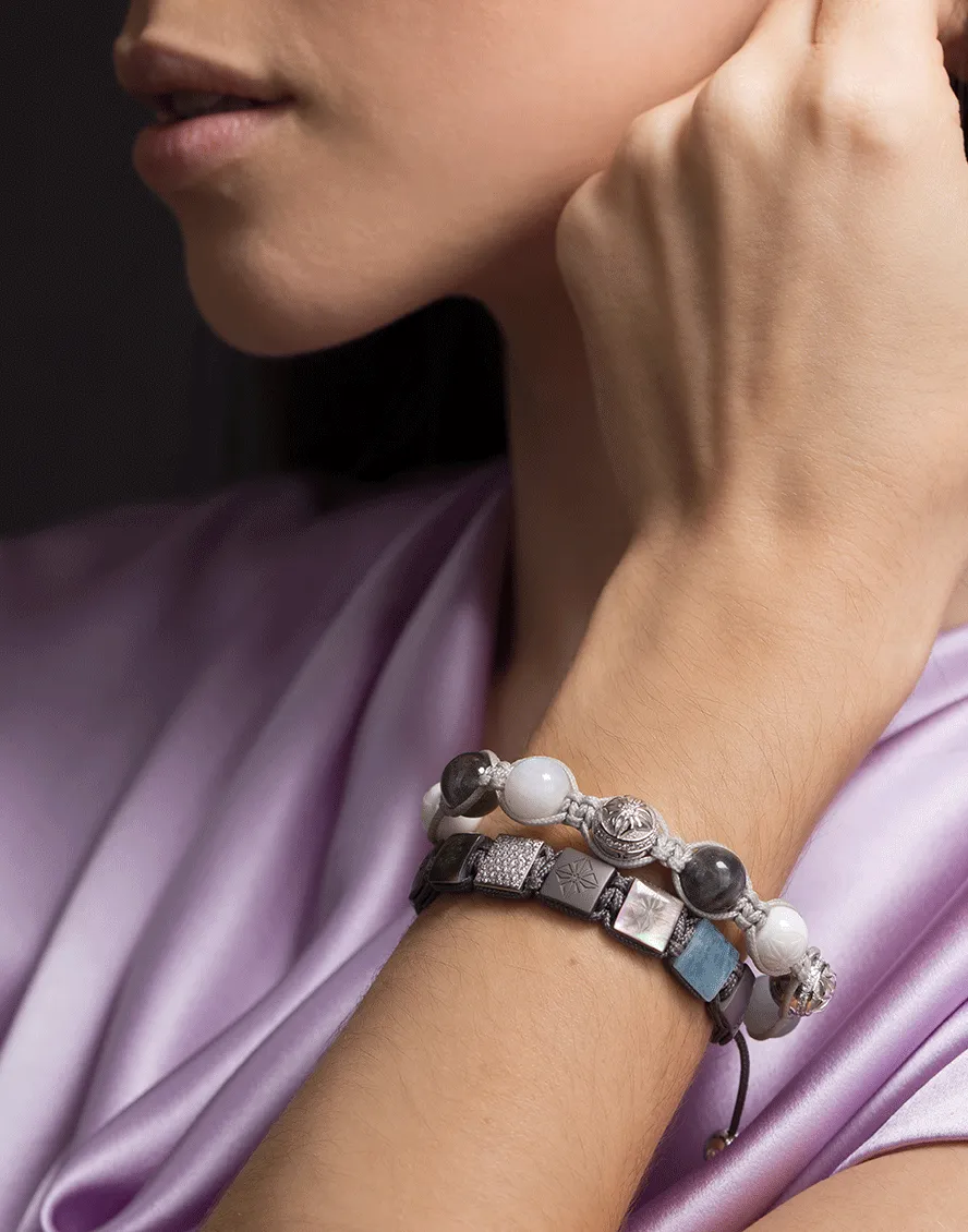 Rainbow Moonstone Diamond Bead Bracelet