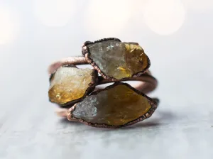 Raw citrine ring | Citrine crystal ring