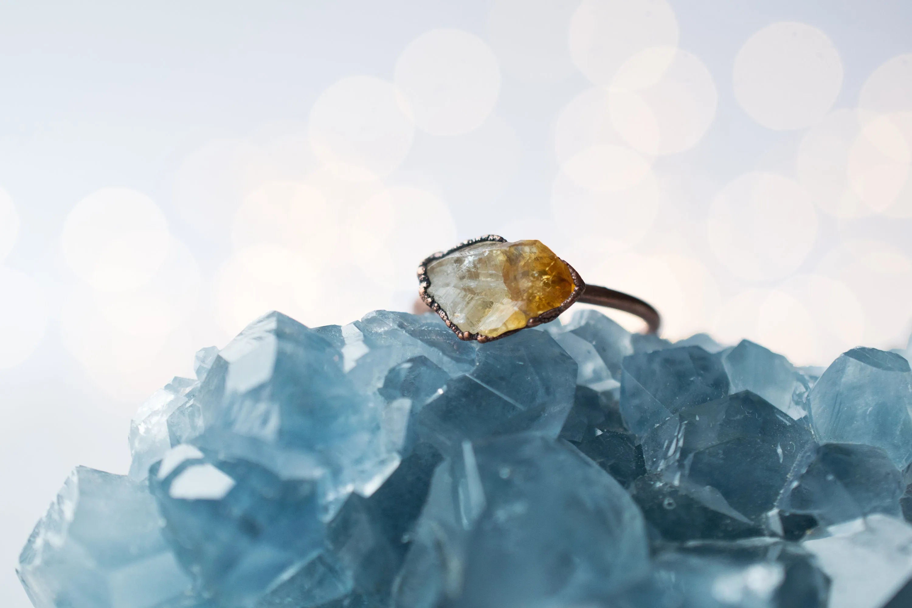 Raw citrine ring | Citrine crystal ring