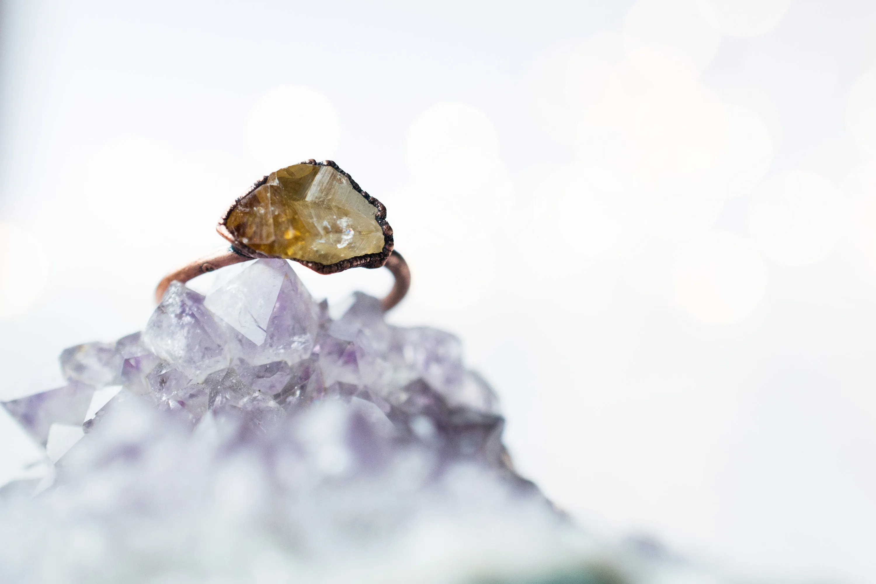Raw citrine ring | Citrine crystal ring