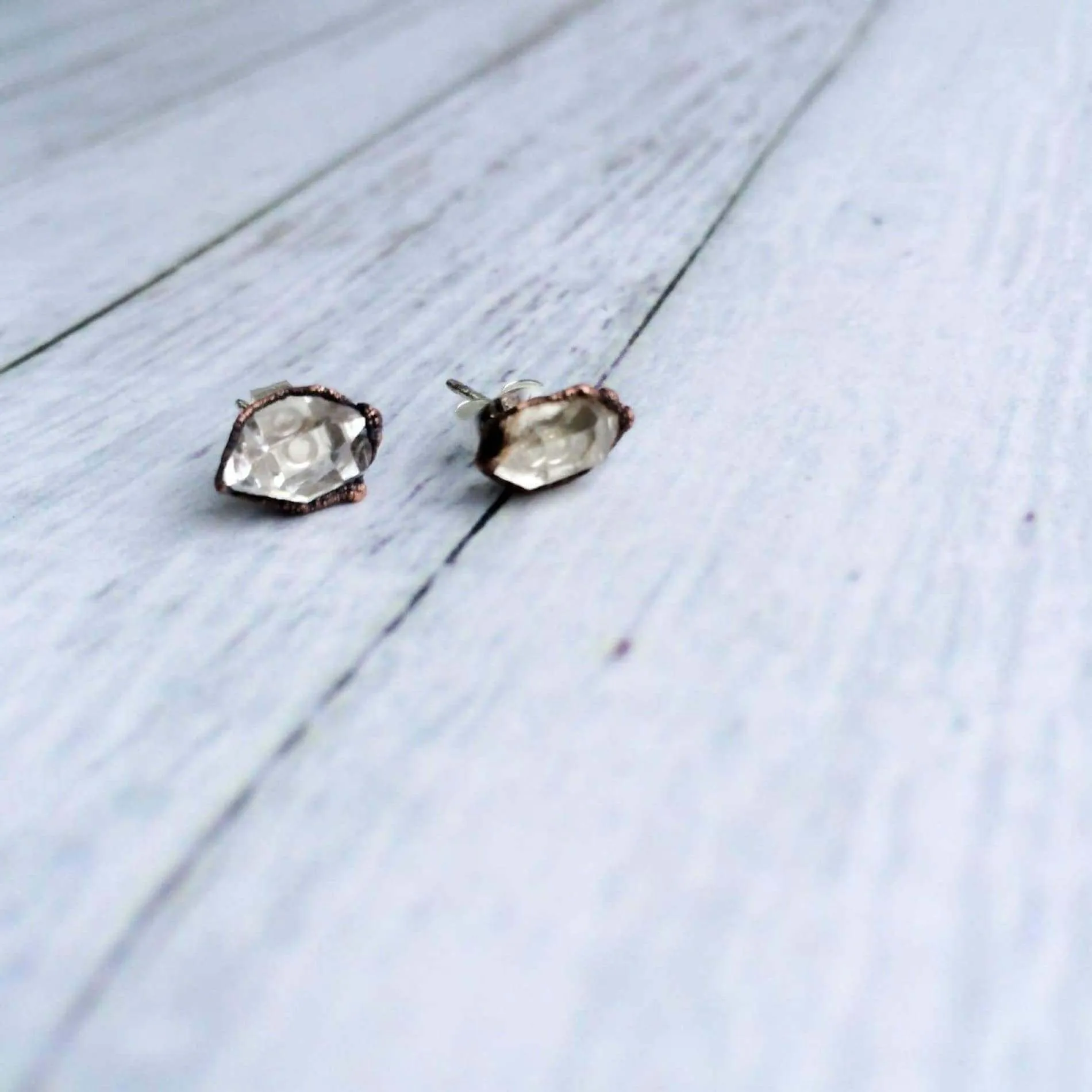 Raw crystal studs | Herkimer diamond earrings