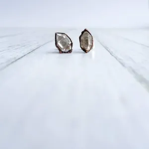 Raw crystal studs | Herkimer diamond earrings