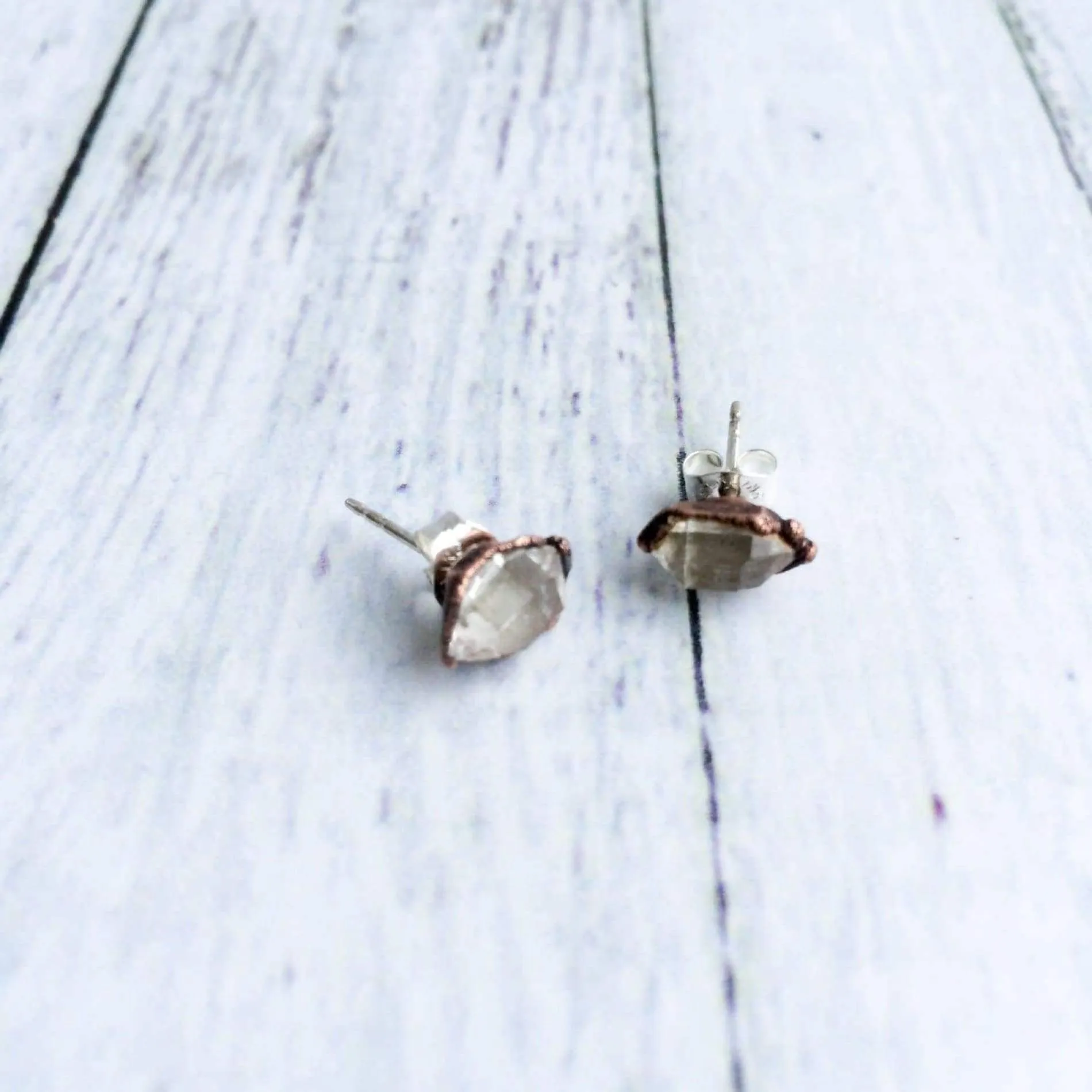 Raw crystal studs | Herkimer diamond earrings