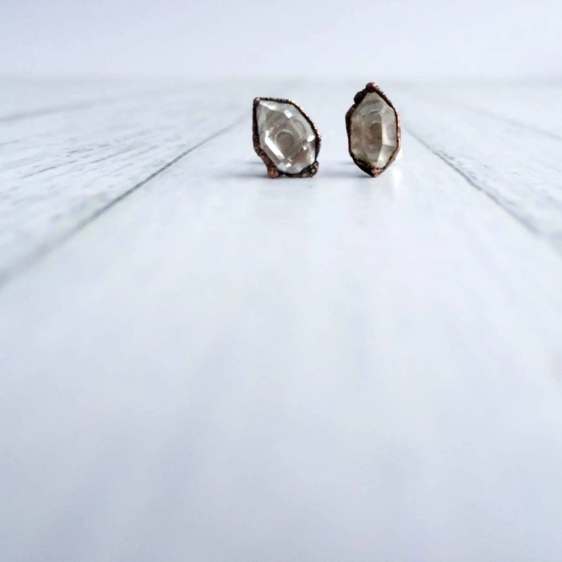 Raw crystal studs | Herkimer diamond earrings