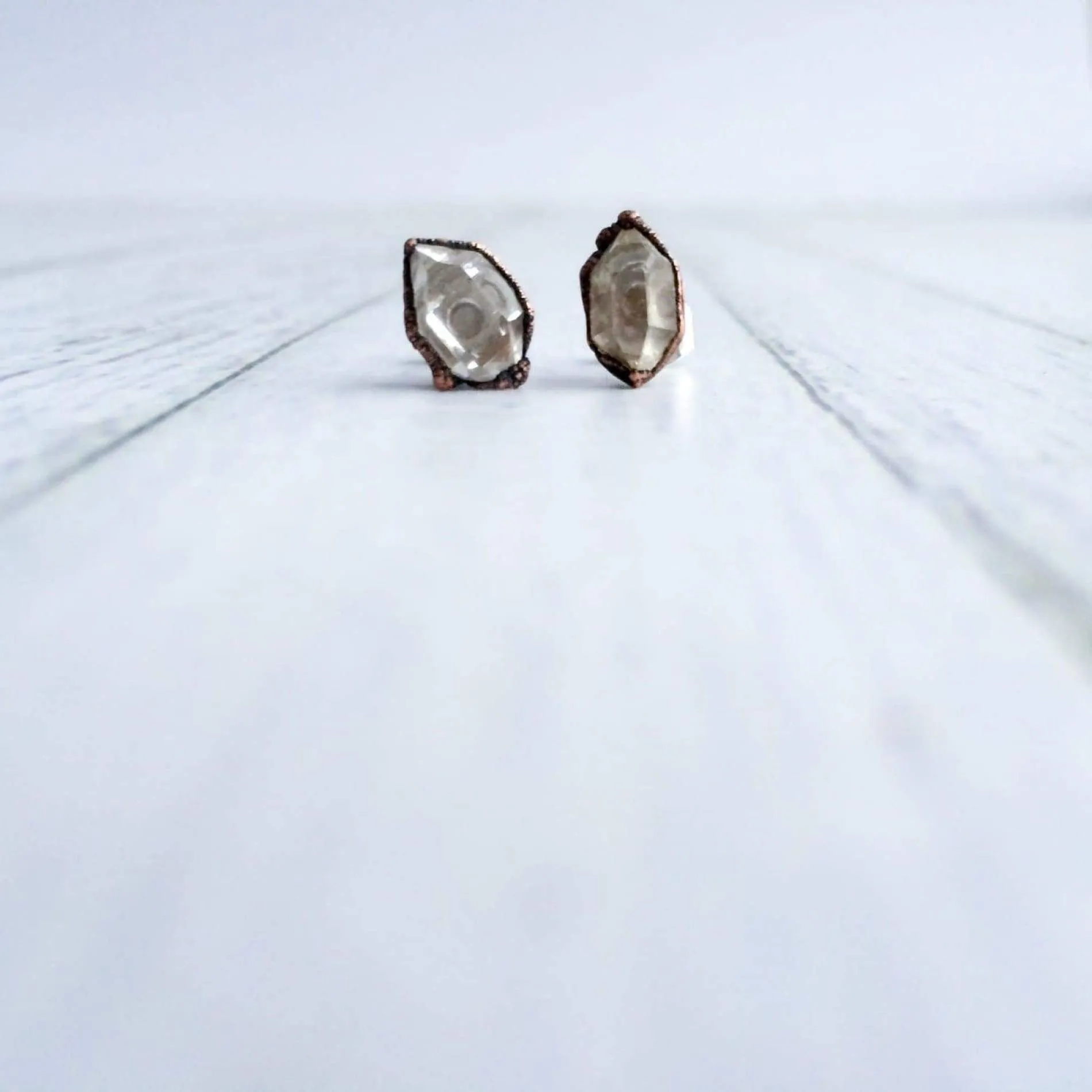 Raw crystal studs | Herkimer diamond earrings