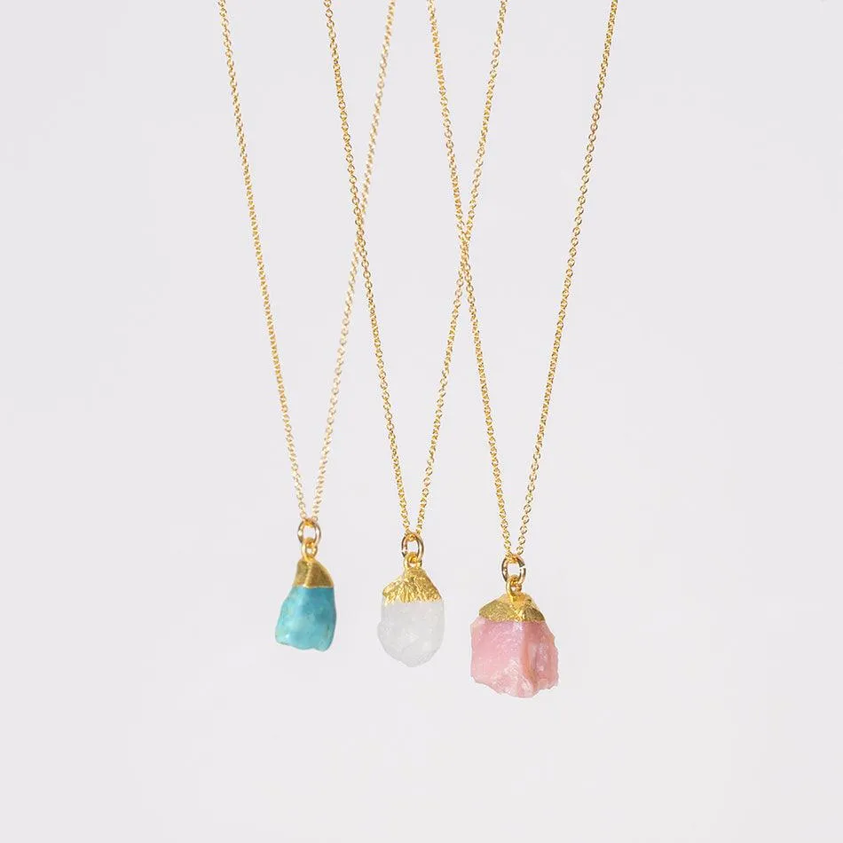 Raw Moonstone Necklace with Gold Dipped Pendant