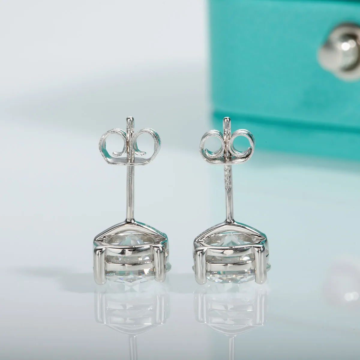 Real 14K Gold 4.0CT D Color Moissanite earrings 585 Gold Stud Earrings
