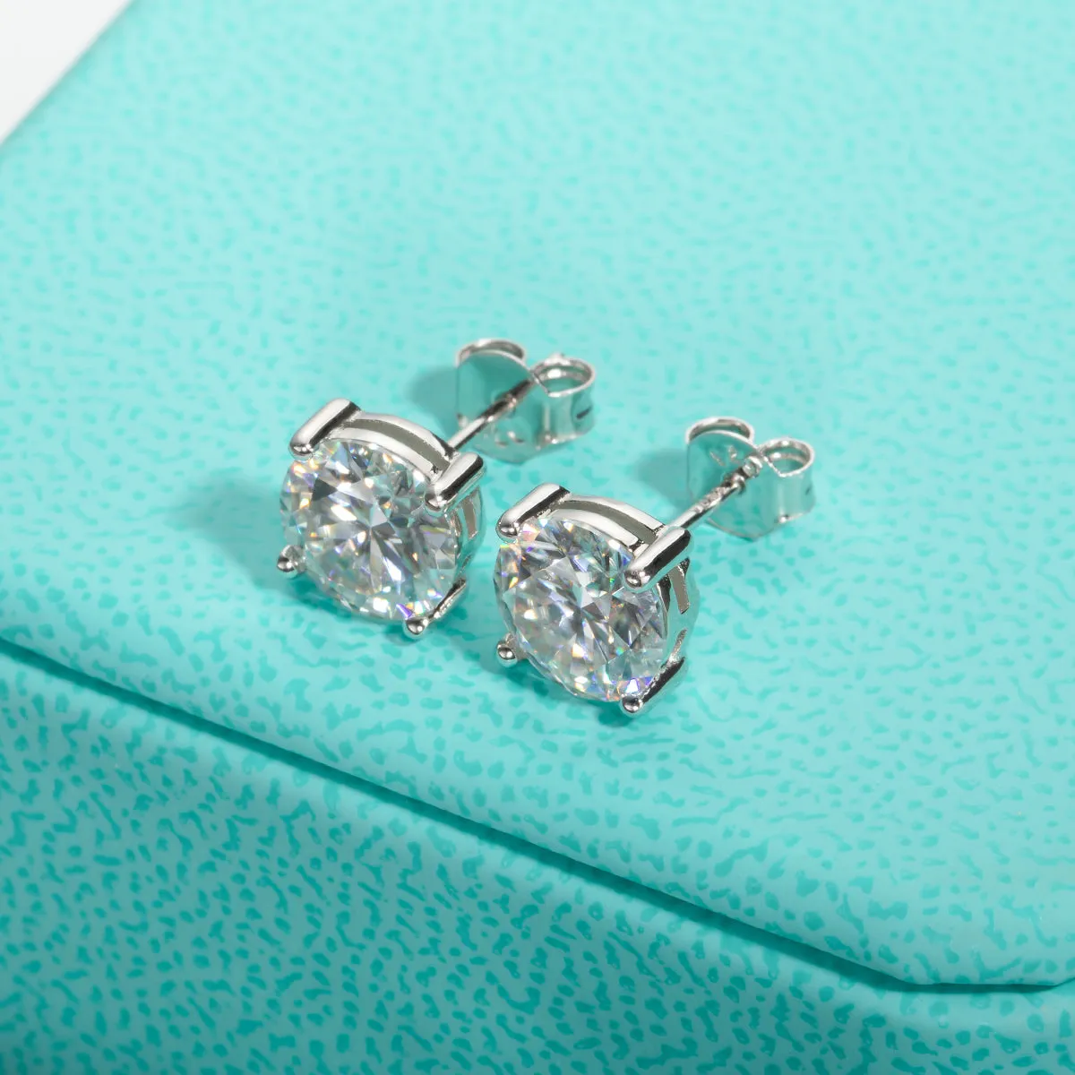 Real 14K Gold 4.0CT D Color Moissanite earrings 585 Gold Stud Earrings