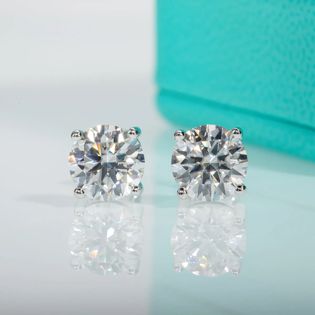 Real 14K Gold 4.0CT D Color Moissanite earrings 585 Gold Stud Earrings
