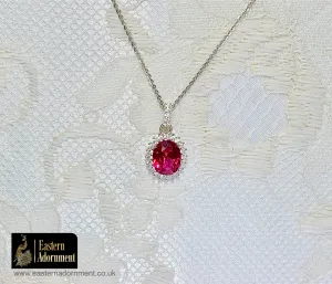 Red Siberian Quartz and CZ Pendant