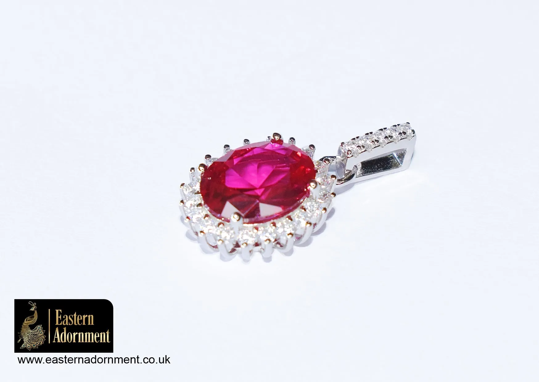 Red Siberian Quartz and CZ Pendant