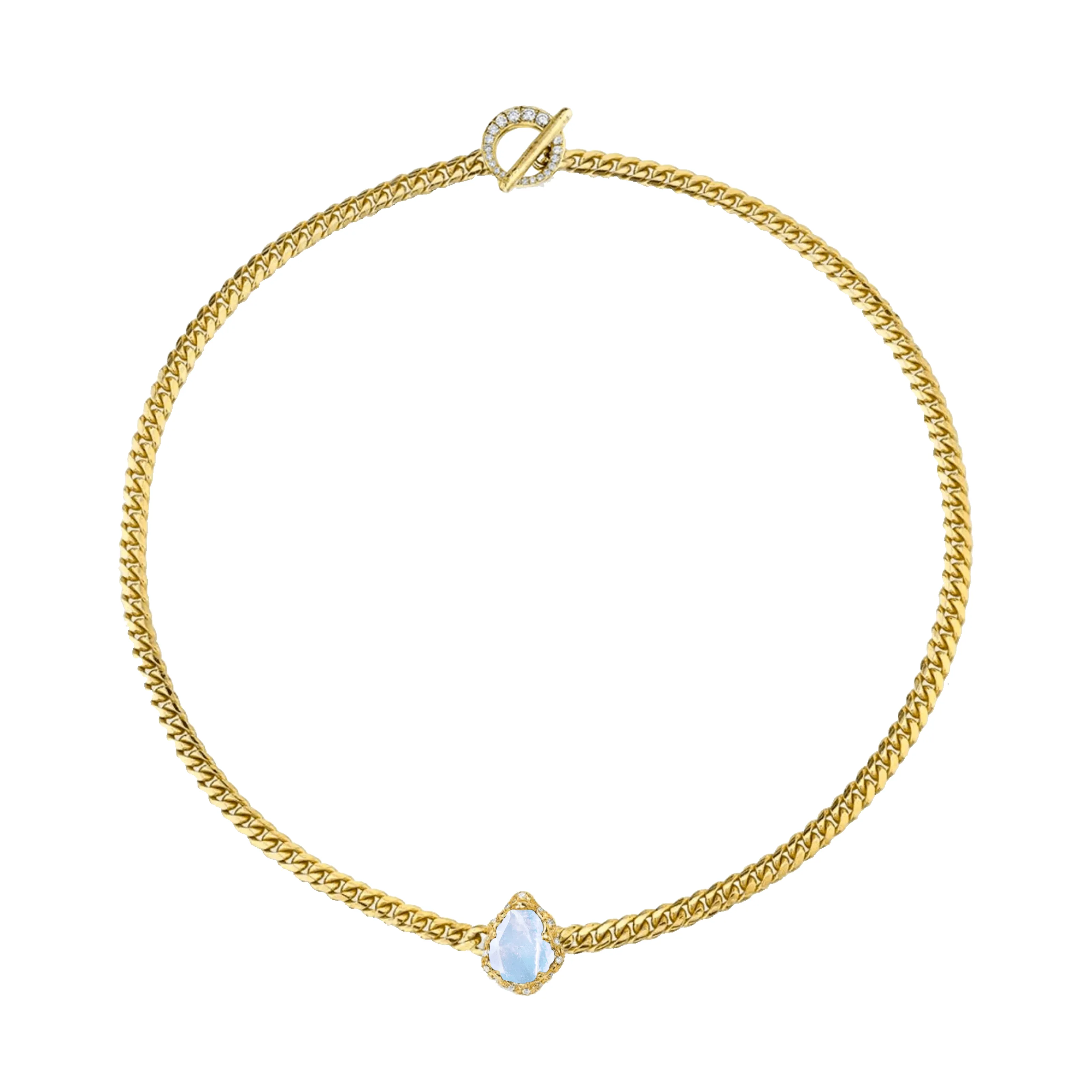 Reversible Baby Queen Moonstone Water Drop Cuban Necklace | Ready to Ship