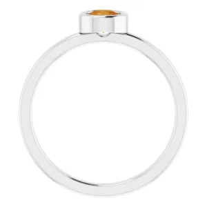 Rhodium-Plated Sterling Silver 4.5 mm Natural Citrine Ring