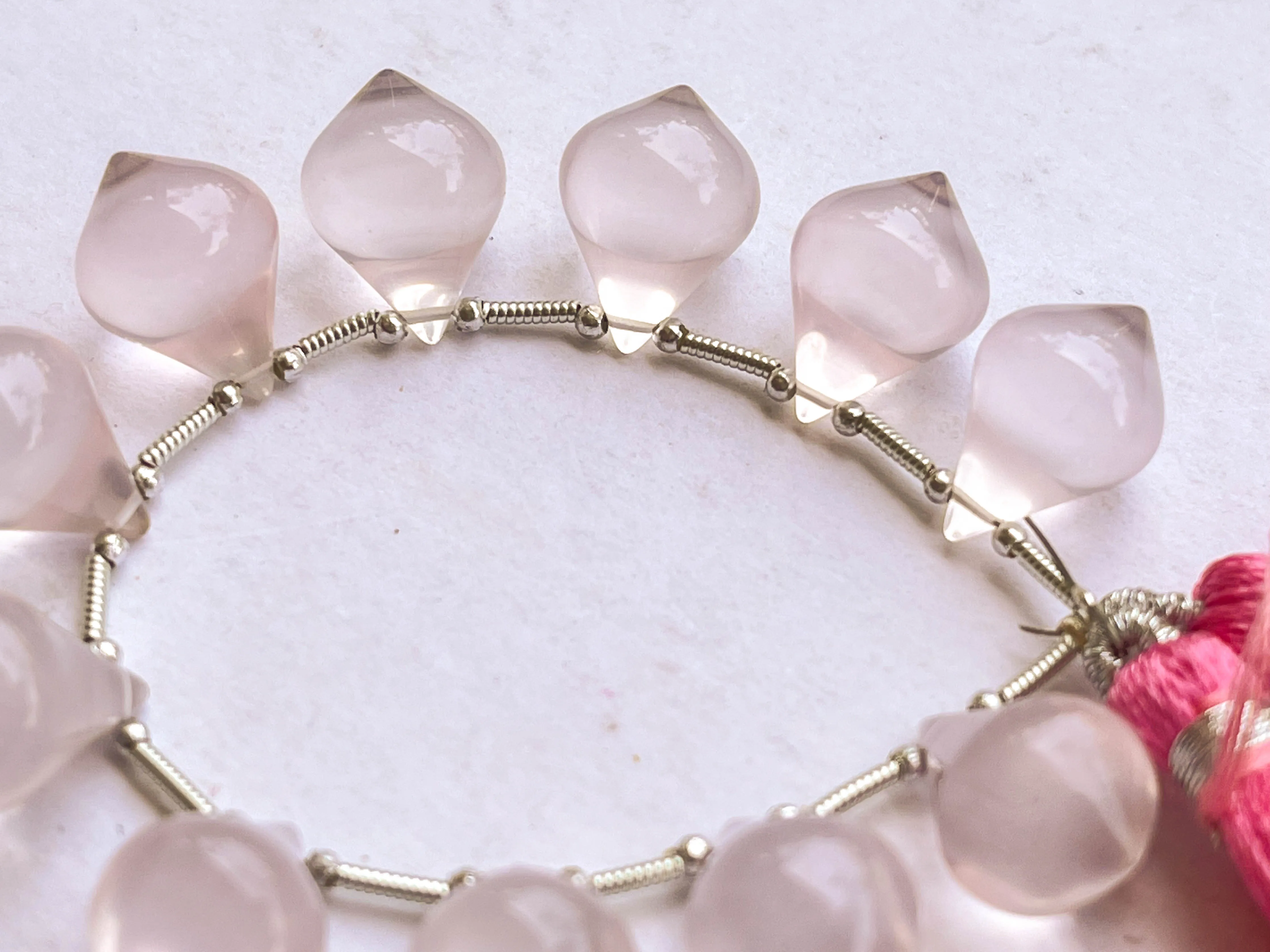 Rose Quartz Slanted Shape Drops