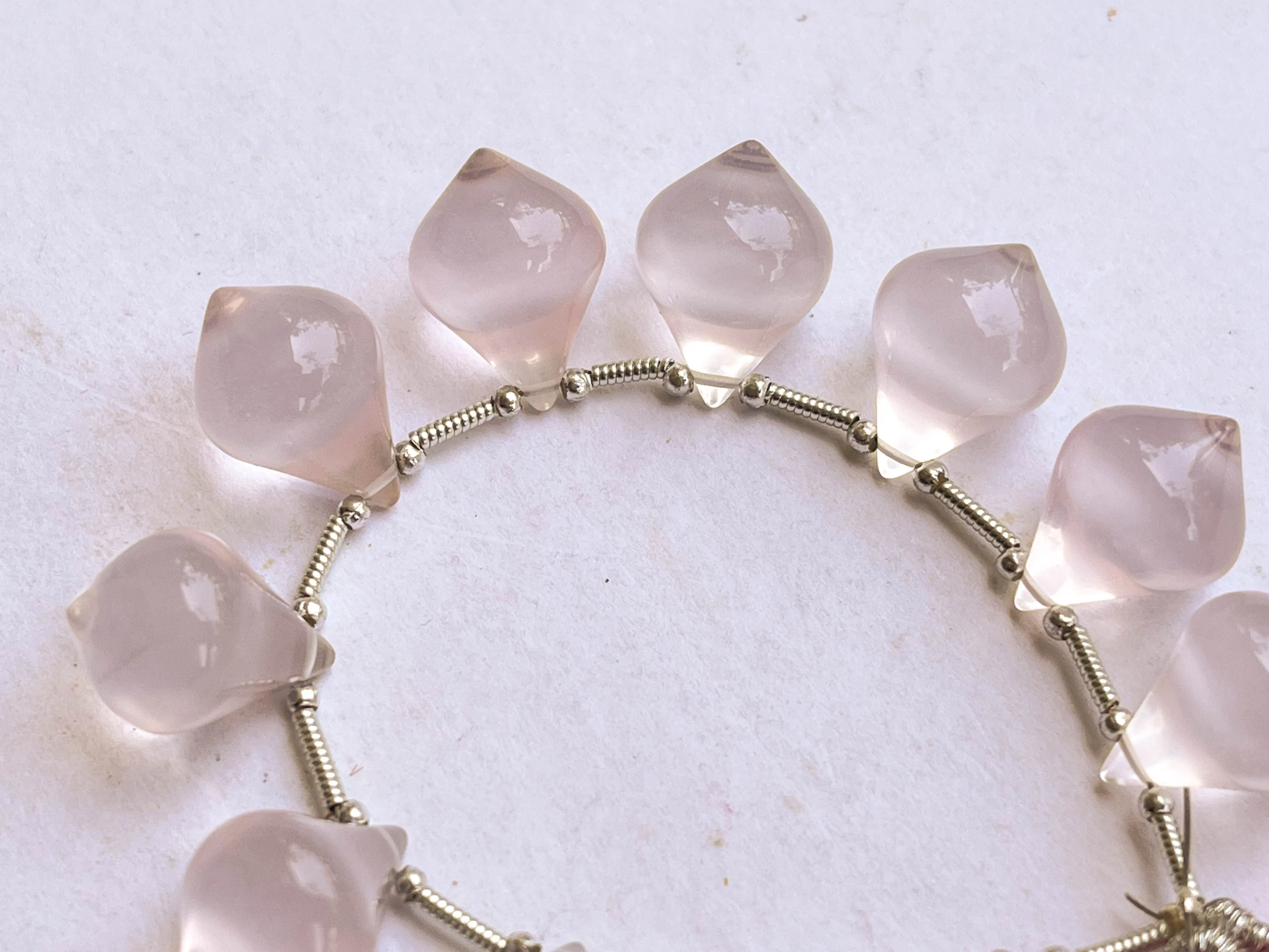 Rose Quartz Slanted Shape Drops
