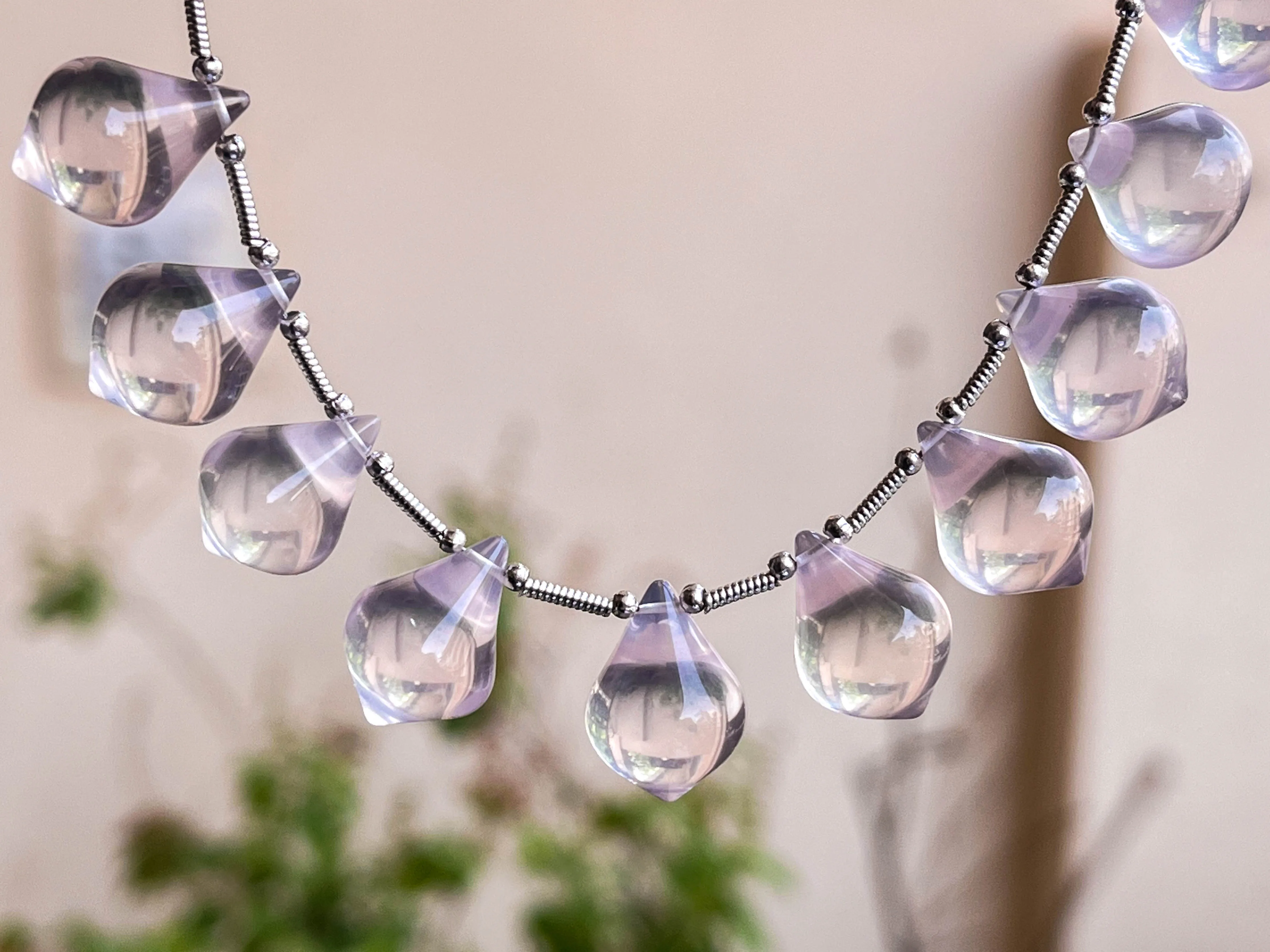 Rose Quartz Slanted Shape Drops