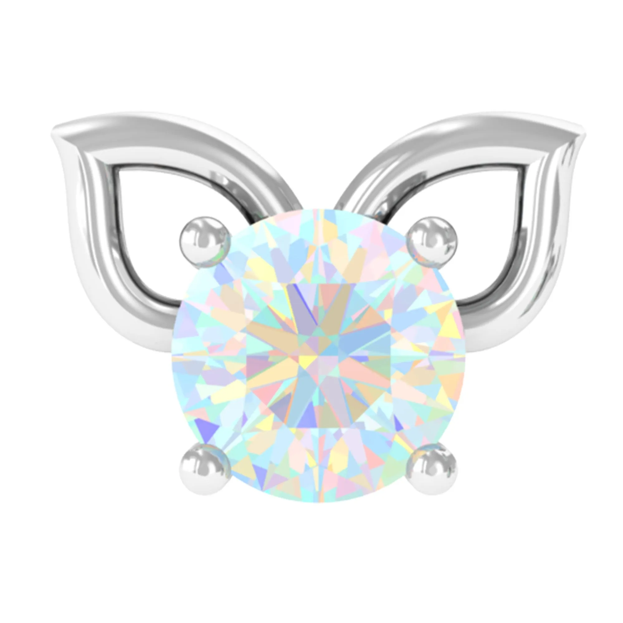 Round Ethiopian Opal Cute Cat Cartilage Earring