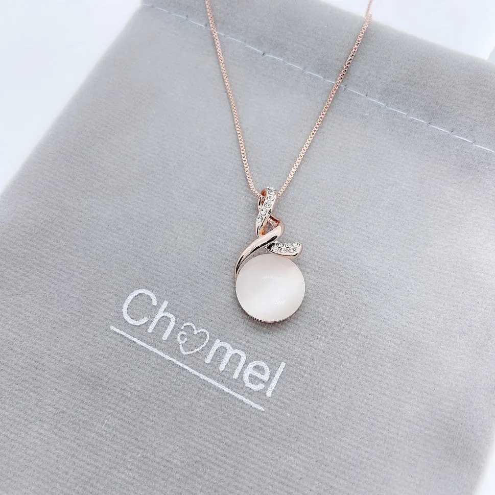 Round Simulated Moonstone Necklace