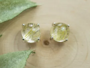 Rutilated Quartz Sterling Silver Earrings; Genuine Untreated Brazilian Quartz; 2.830cts