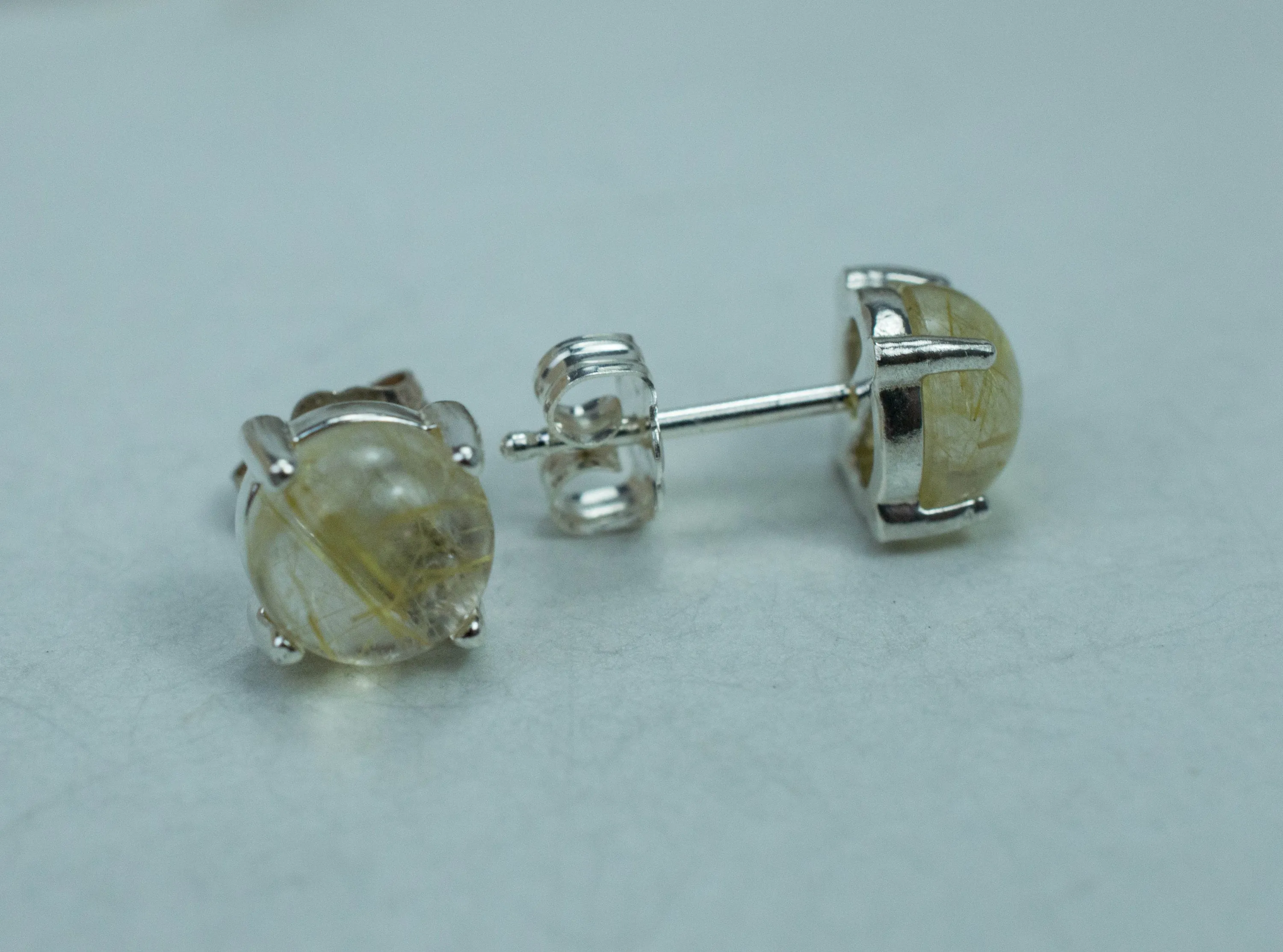 Rutilated Quartz Sterling Silver Earrings; Genuine Untreated Brazilian Quartz; 2.830cts