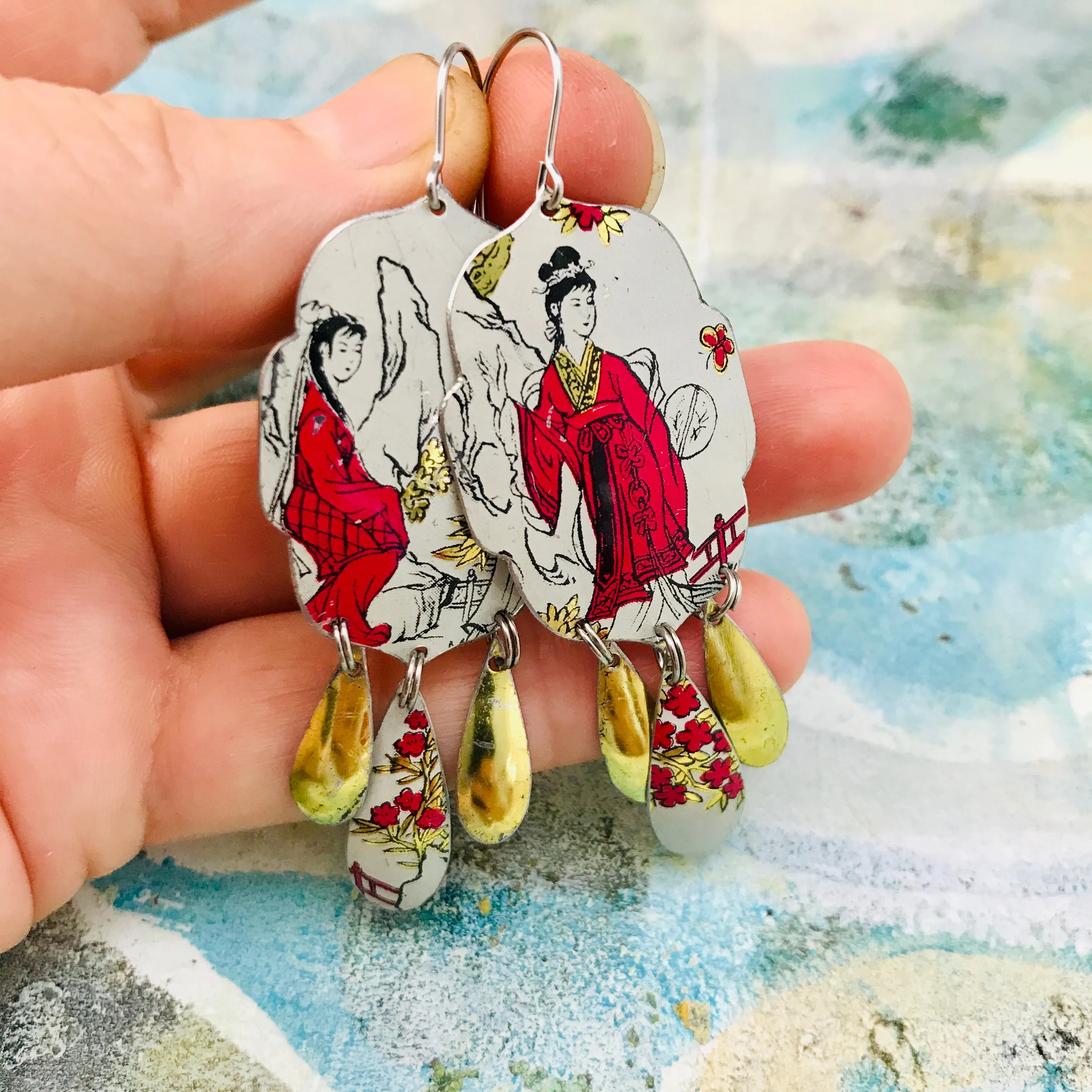 Scarlet Kimonos Tin Chandelier Earrings