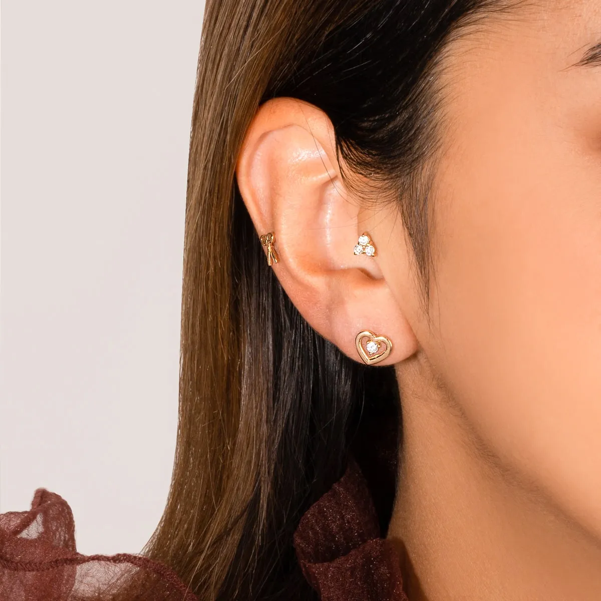 Shining Heart Stud Earrings