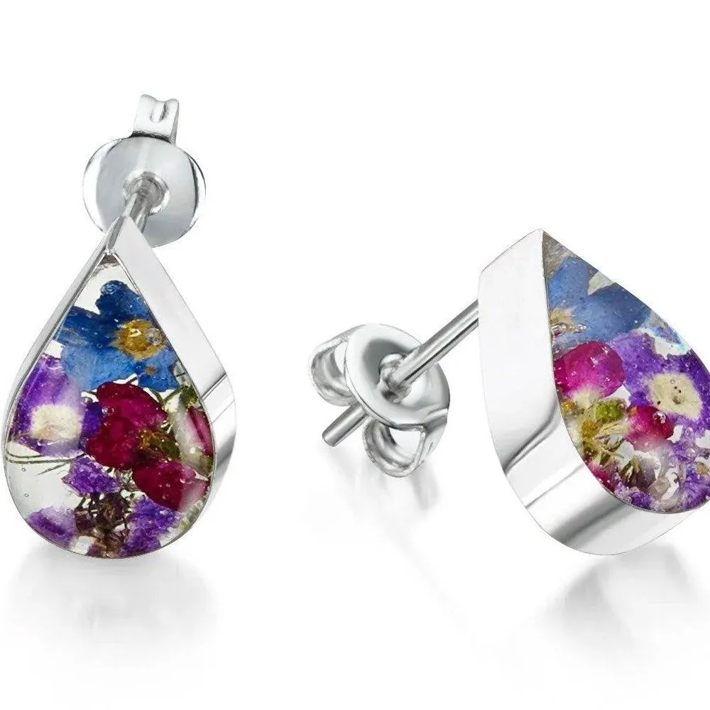 Shrieking Violet 10mm Pressed Flower Stud Earrings