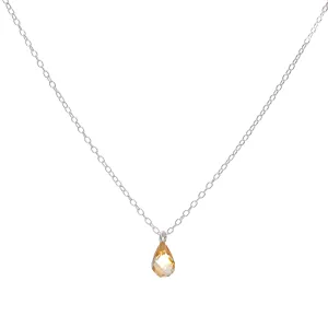 Silver Citrine Teardrop Necklace