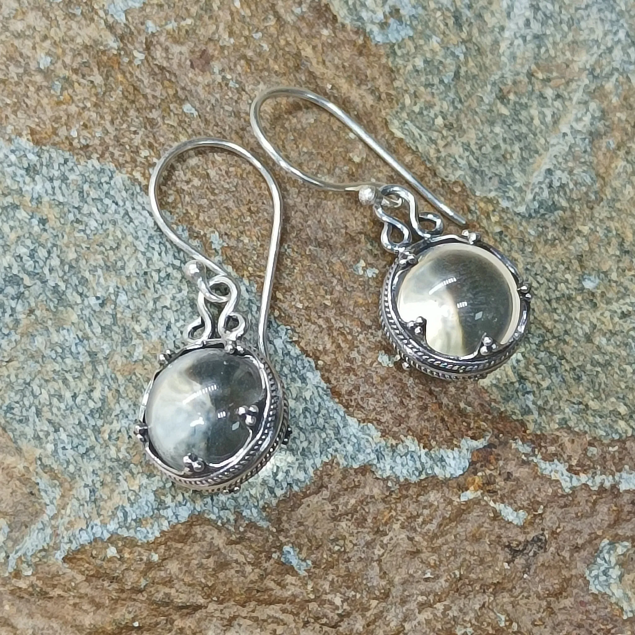 Silver Gotland Crystal Ball Earrings