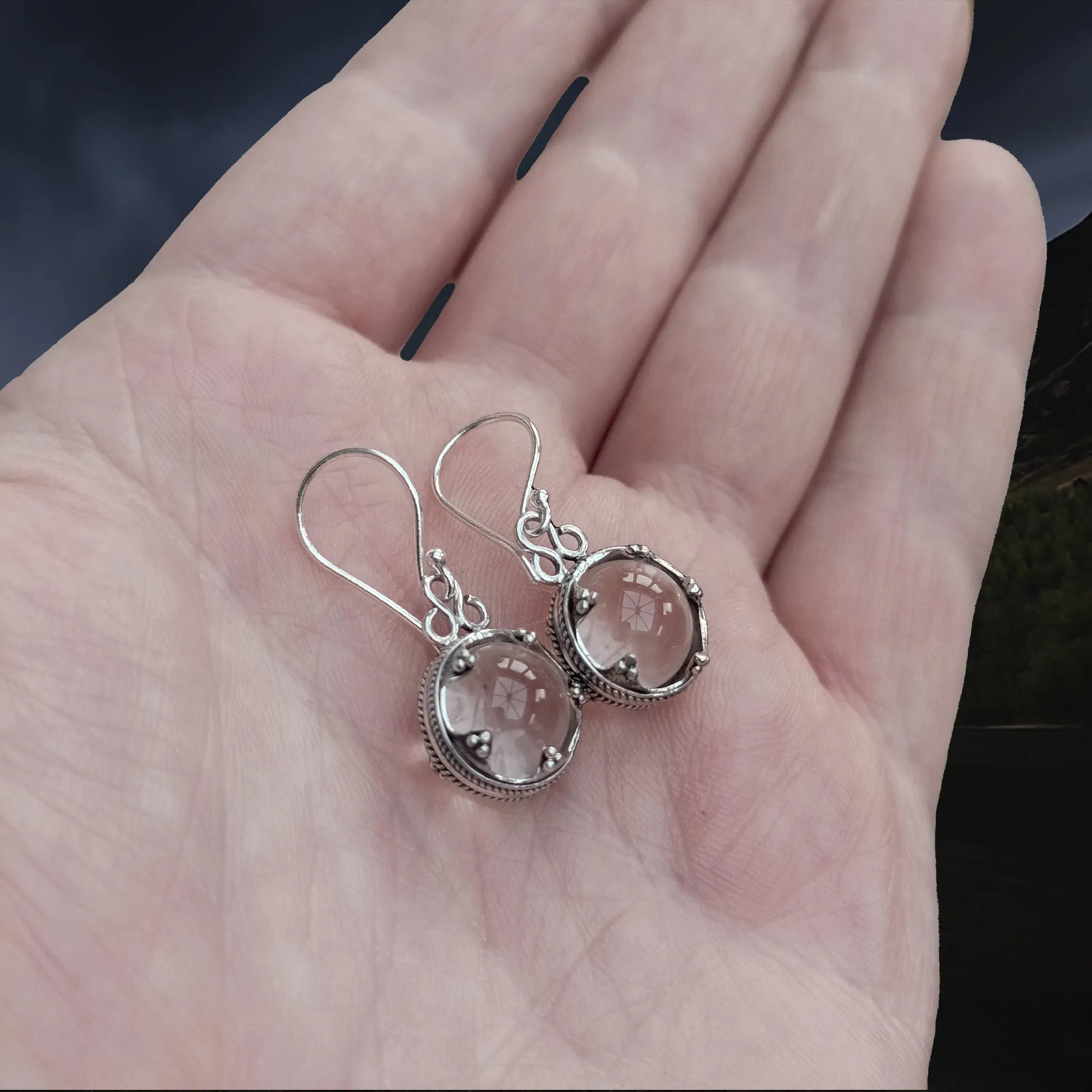 Silver Gotland Crystal Ball Earrings
