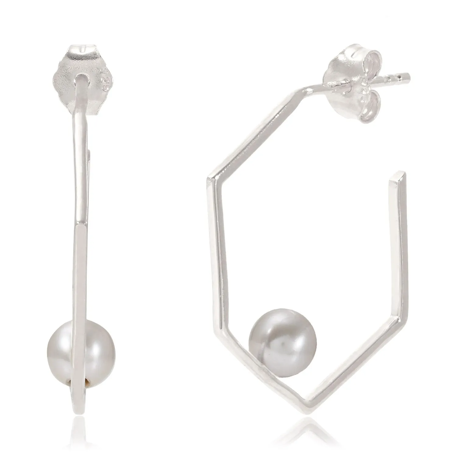 Silver White Pearl Earrings Minerva