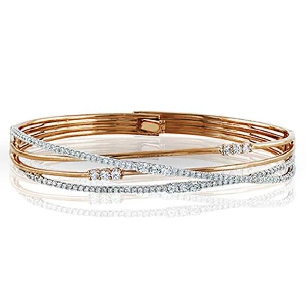 Simon G. "Embraceable" Rose Gold Multi-Layer Diamond Wave Bangle