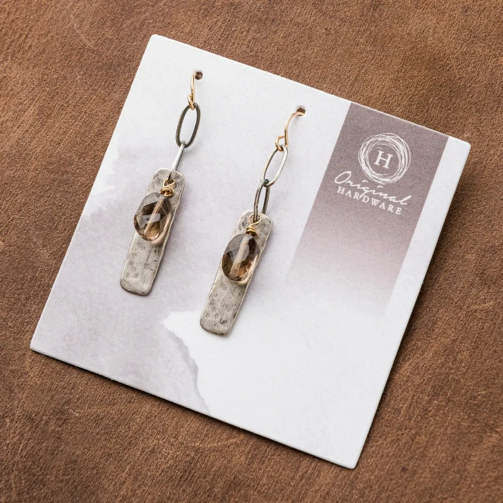 Smoky Quartz Chain and Bar Earrings
