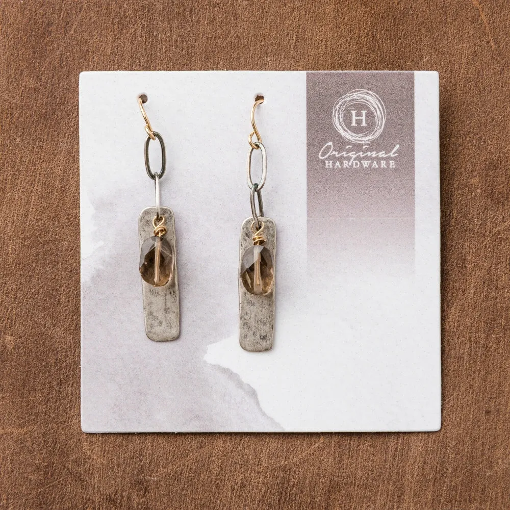 Smoky Quartz Chain and Bar Earrings