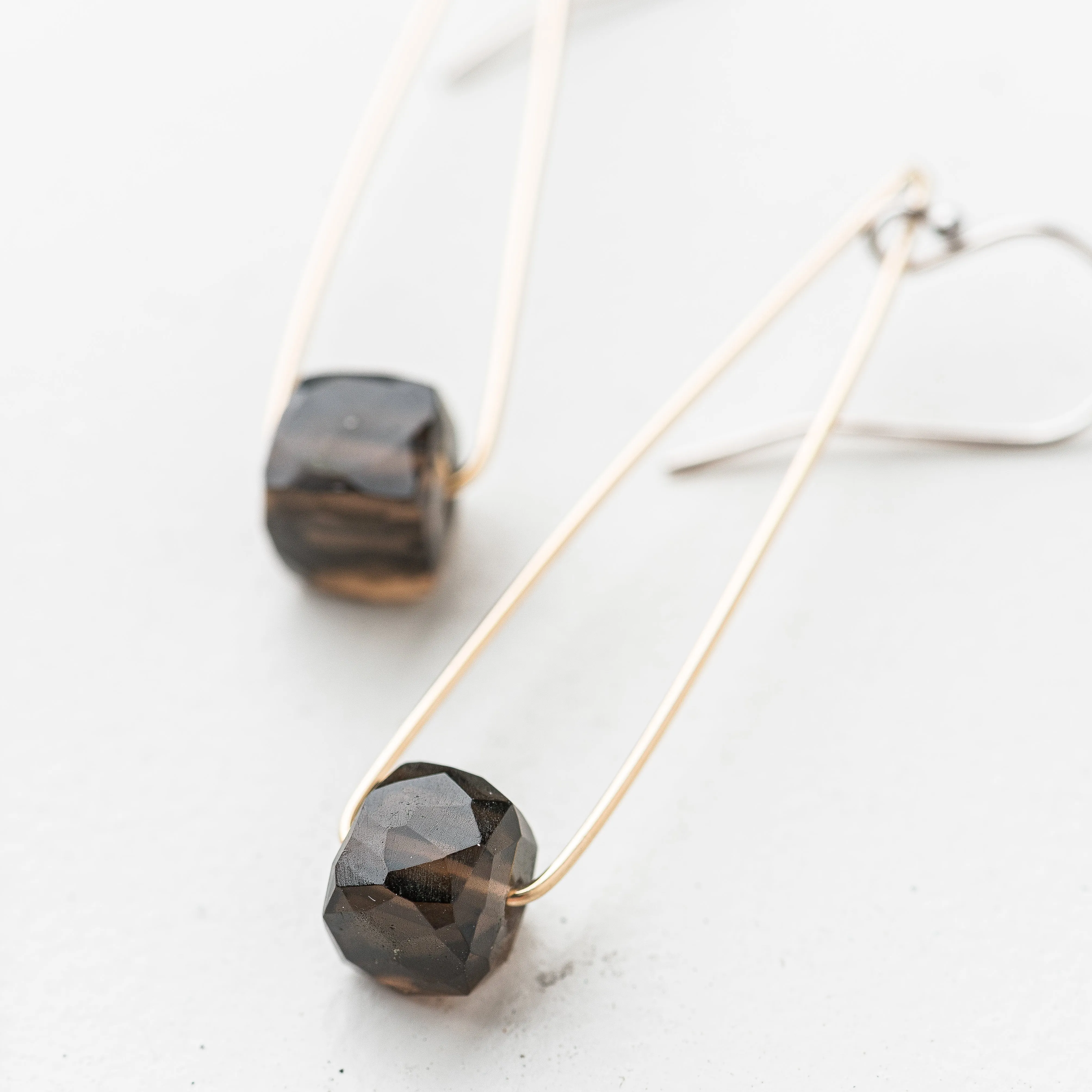 Smoky Quartz Cubist Earrings