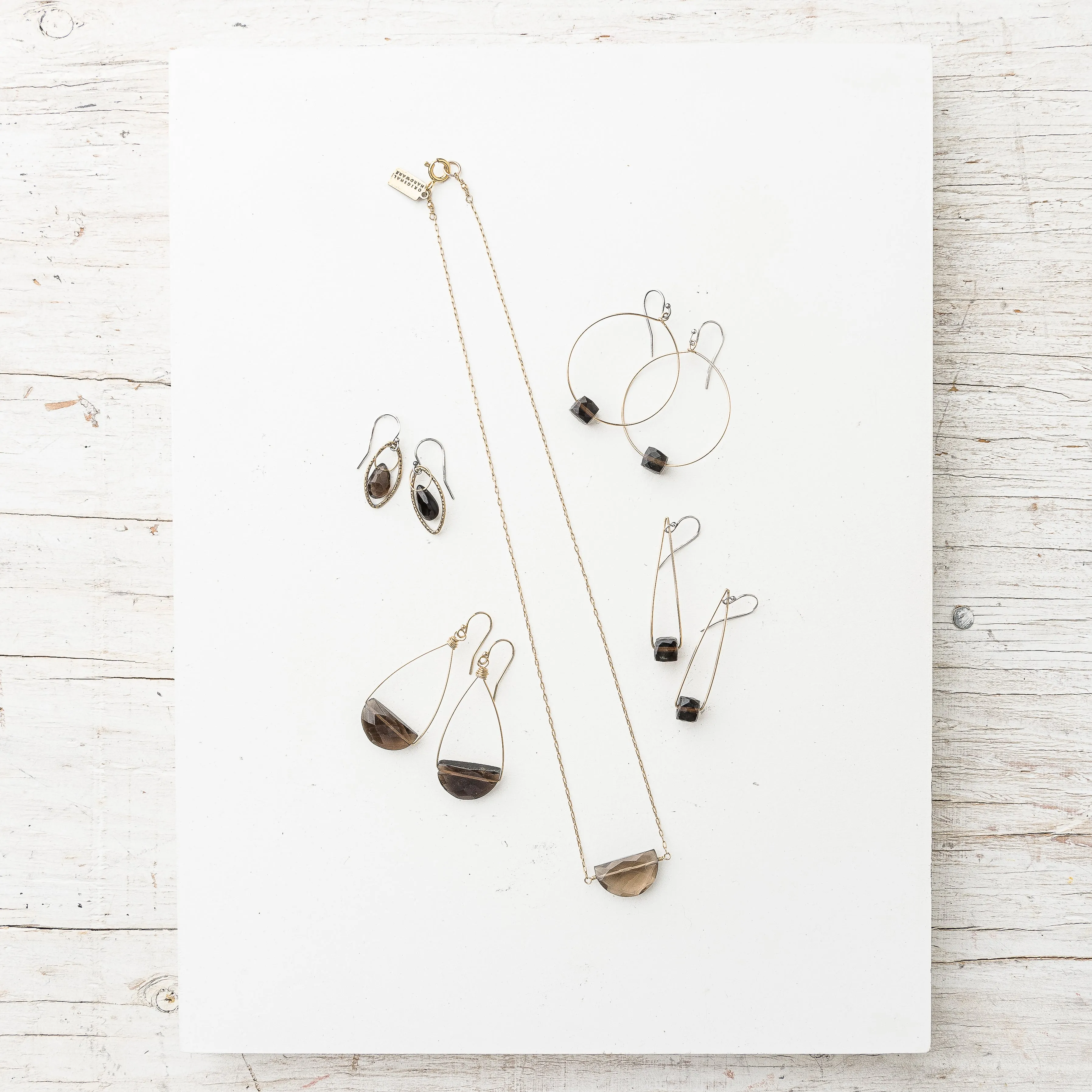 Smoky Quartz Cubist Earrings