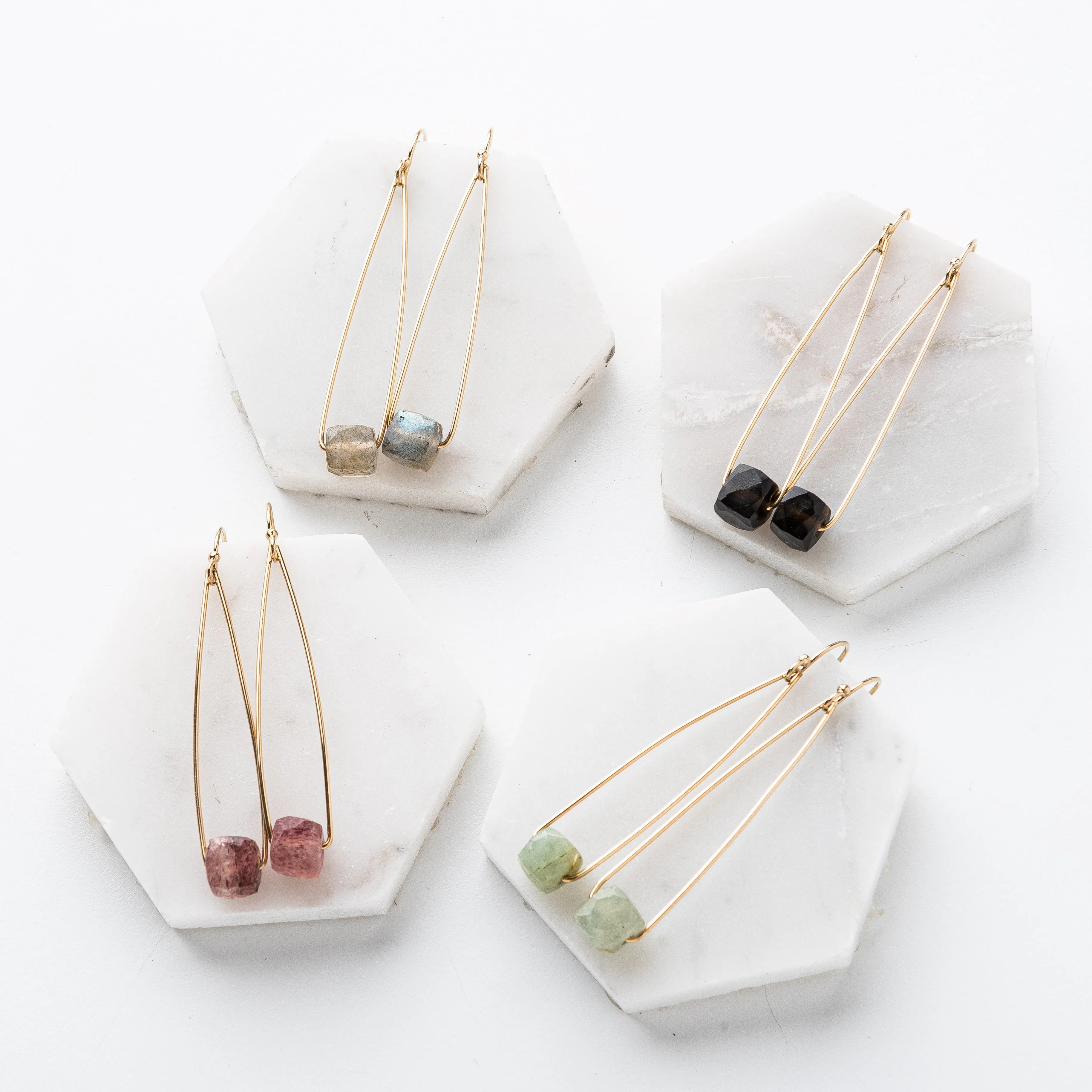 Smoky Quartz Cubist Earrings