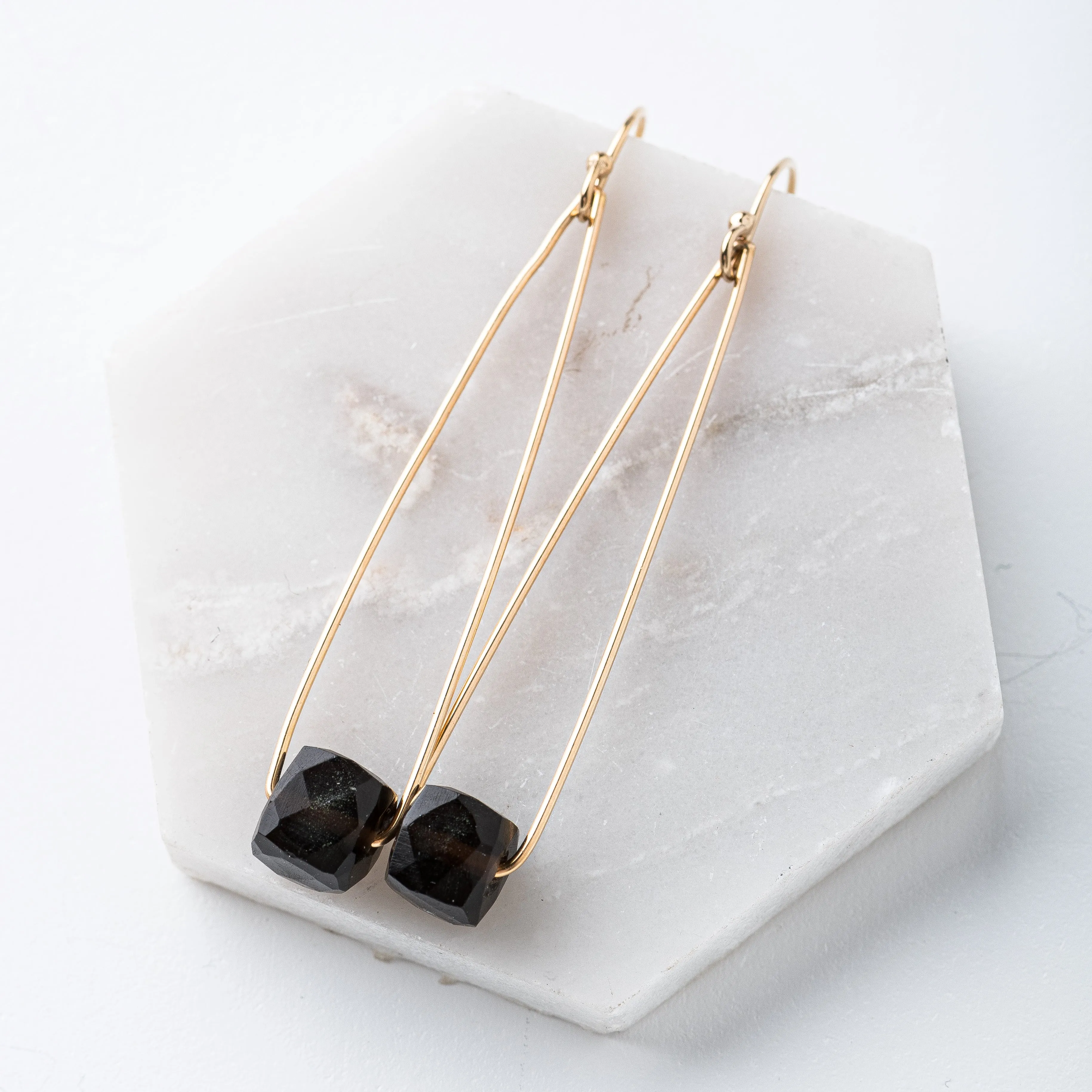 Smoky Quartz Cubist Earrings