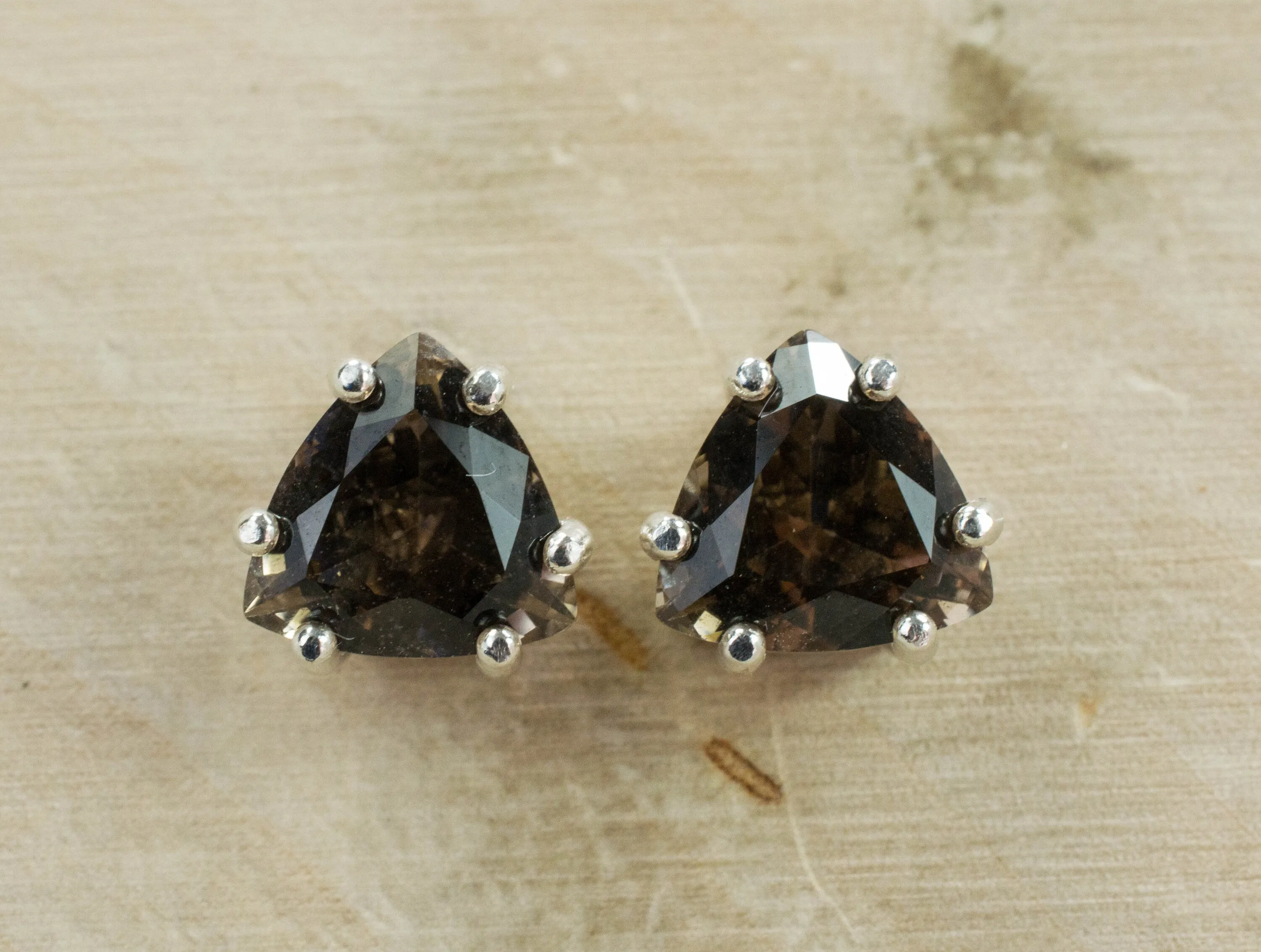 Smoky Quartz Earrings; Genuine Untreated USA Mined Quartz
