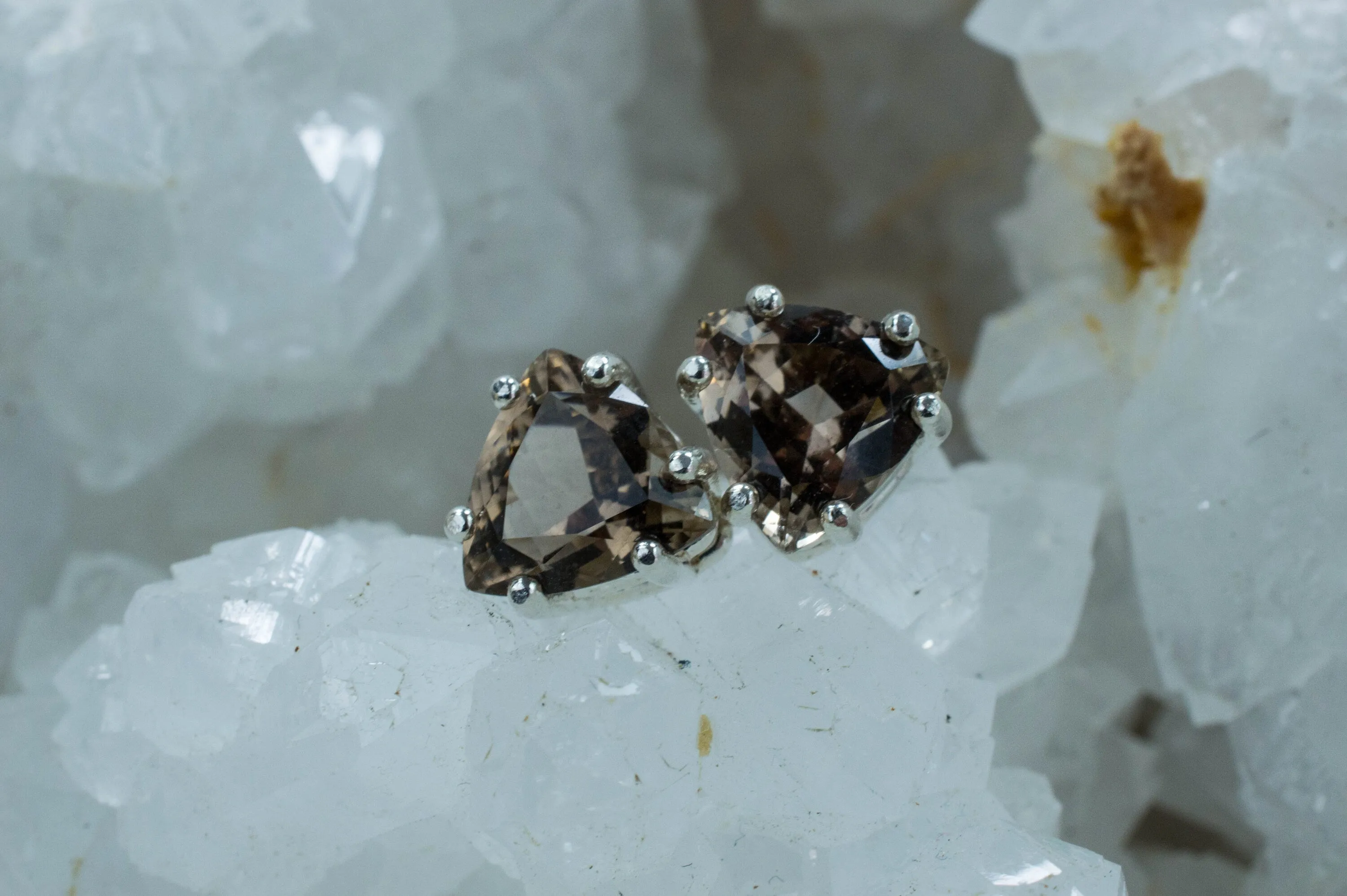 Smoky Quartz Earrings; Genuine Untreated USA Mined Quartz