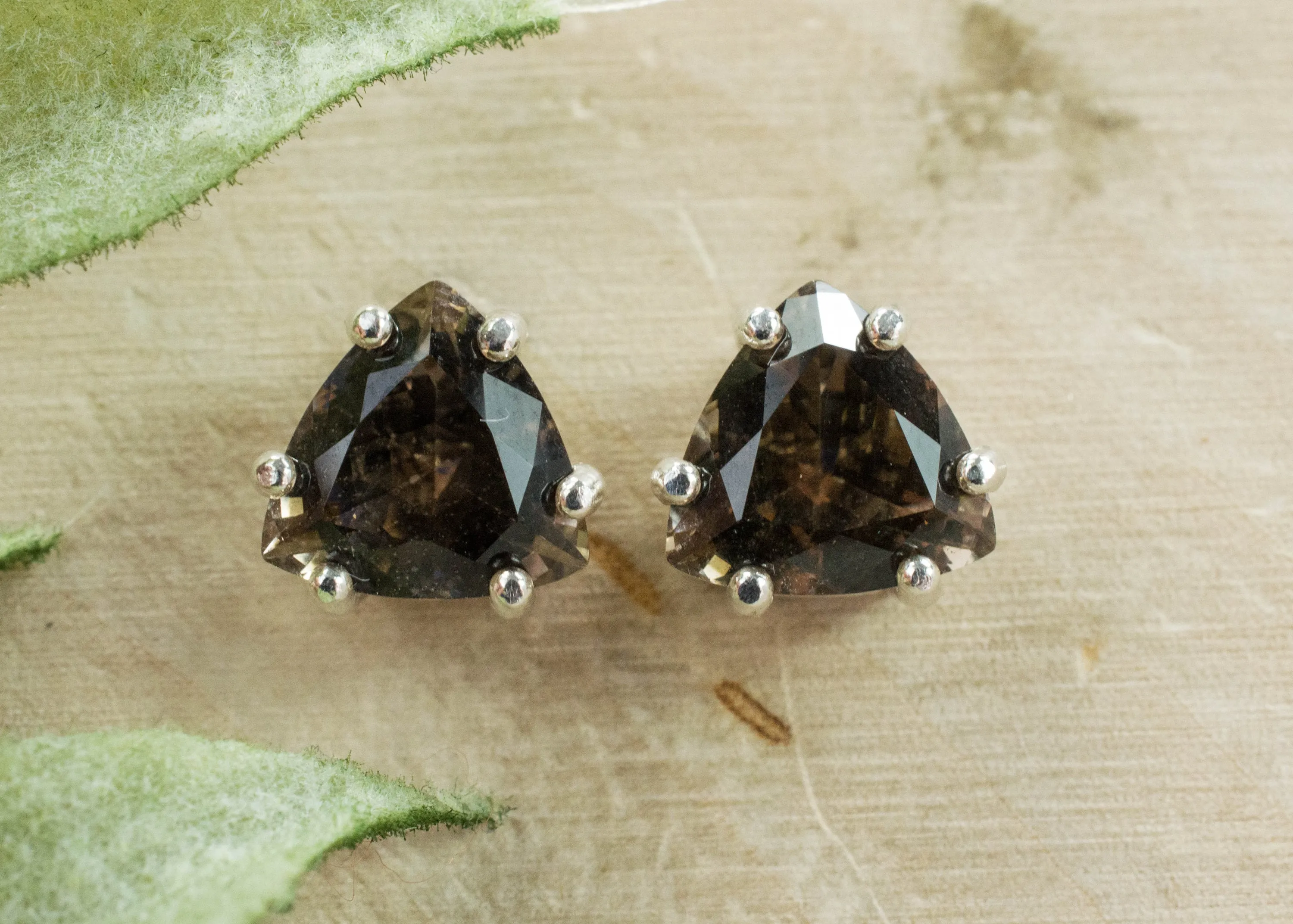 Smoky Quartz Earrings; Genuine Untreated USA Mined Quartz
