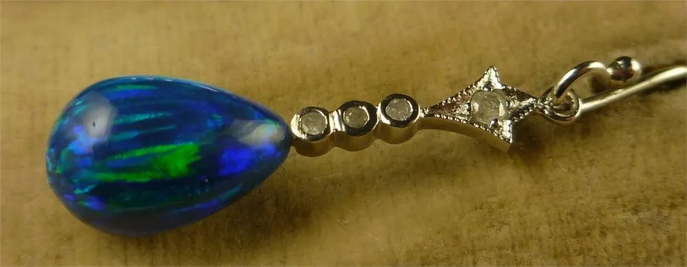 Spectacular Opal & Diamond White Gold Long Earrings