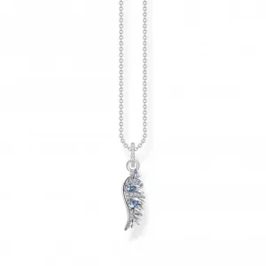 Sterling Silver Blue Stones Phoenix Wing Necklace KE2168-644-1-L45V