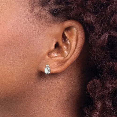 Sterling Silver Created White Opal & Diamond Accent Earrings