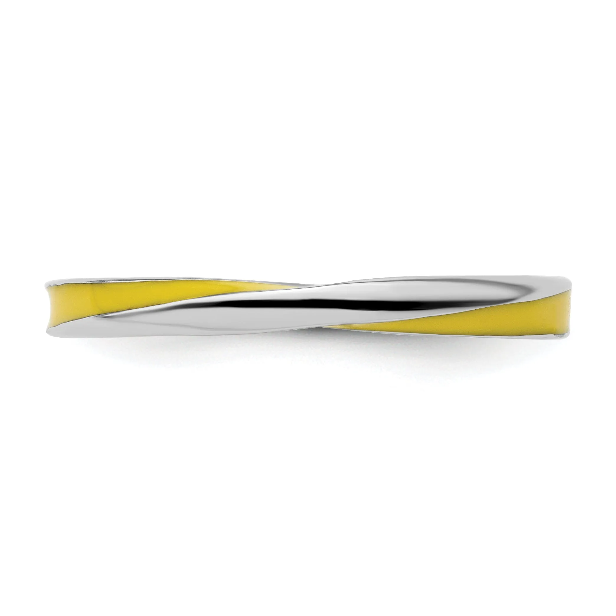 Sterling Silver Yellow Enameled Stackable Ring