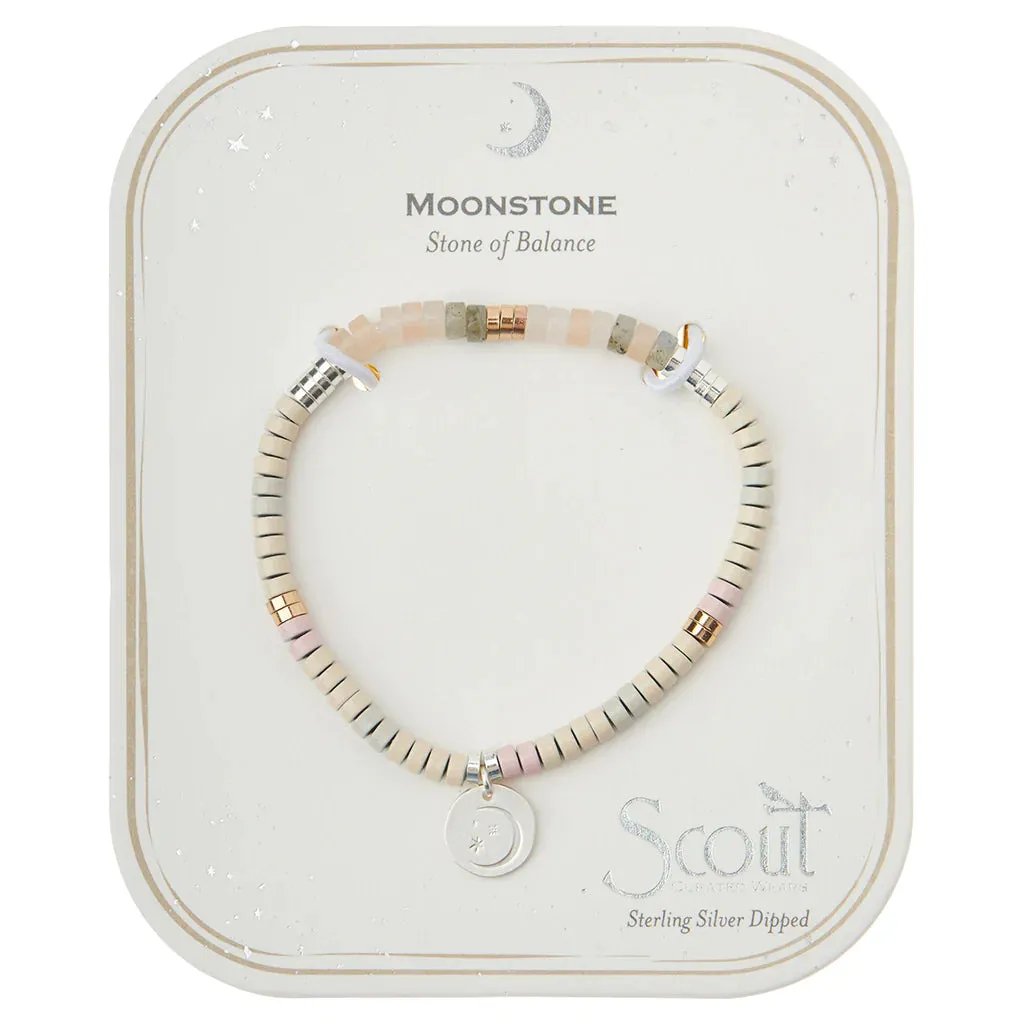 Stone Intention Charm Bracelet - Moonstone/Silver/Gold