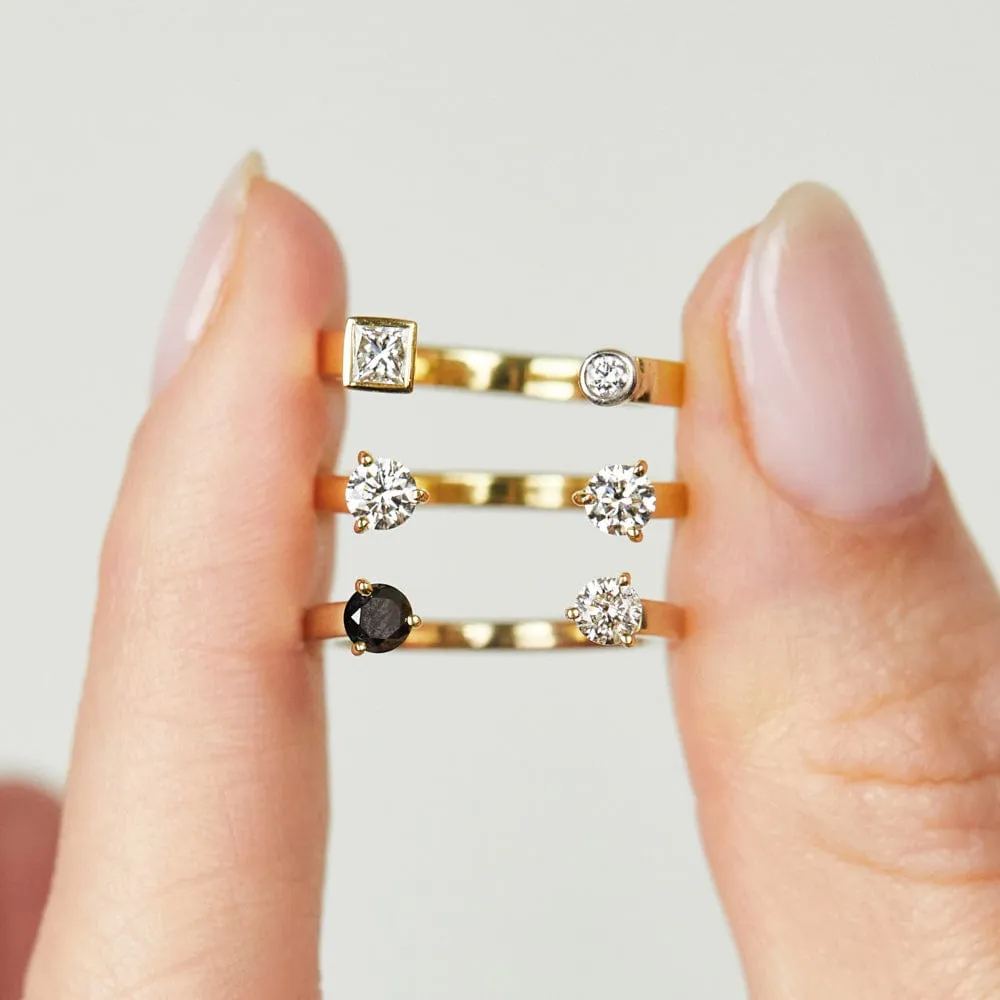 The Dot Ring with Black & White Diamonds
